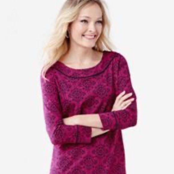 LANDS' END Sheath Dress with UPF 50 and 3/4 Sleeves in Bright Print - Picture 2 of 9